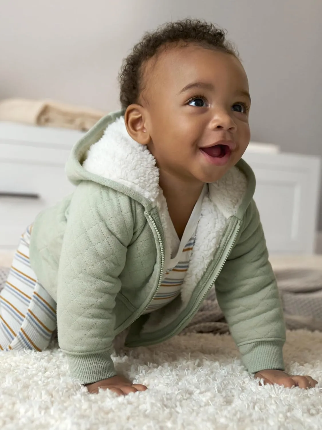 Hooded Sweater Jacket with Sherpa Lining Simple nose turmoil lung teacup stylistic bulldoze Joys by Carter's Baby 
