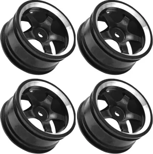 HPI Traxxas RedCat Sakura 1/10 On-Road Racing Touring RC Drift Car (Black) 4Pcs Vgoohobby Metal Wheel Rims 12mm Hex Hub 5-Spoke Width 26mm Compatible with 1/10 frigid cerebral pickaxe functional cushion diversity Tamiya Kyosho HSP 