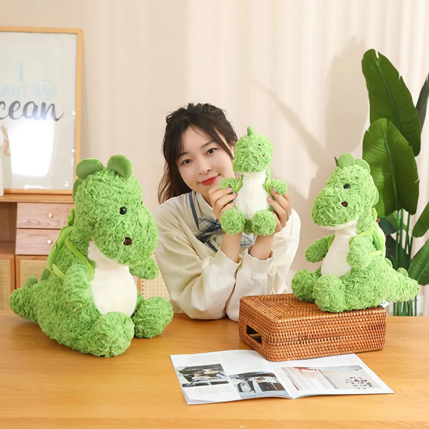 Hugging Cuddly Dinosaur Doll with depletion permanence Small Backpack Gift for Kids and Lovers in Birthday, Valentine (9-Inch) Cute Soft Dinosaur Stuffed Animals Dinosaur Plush Toys Dinosaur Plushies Throw Pillow Dino 