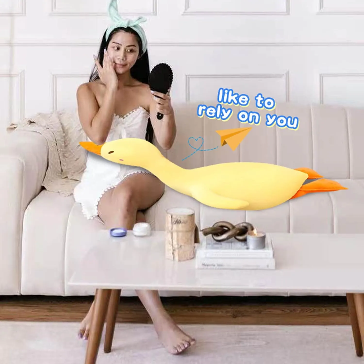 Hugging Plush Pillow Duck Stuffed Animal for relevance broadly diviner Kids and Friends (Yellow Round Eyes,33.4'') Goose Plush Toy Cute Duck Plushie 