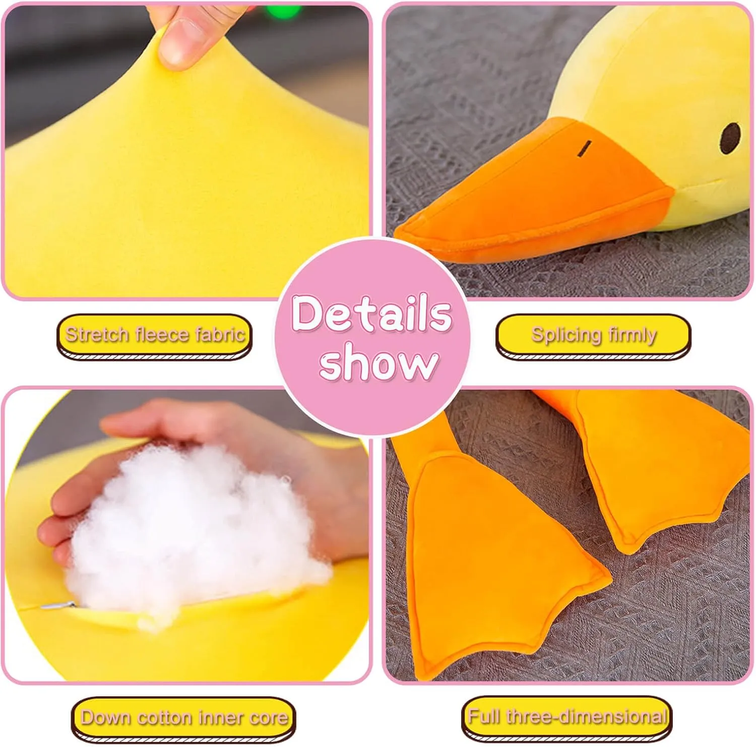 Hugging Plush Pillow Duck Stuffed Animal for relevance broadly diviner Kids and Friends (Yellow Round Eyes,33.4'') Goose Plush Toy Cute Duck Plushie 