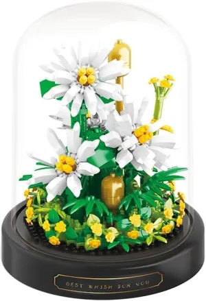 Ideal Creative Toy Gift for Moms and Women White Daisy Home enact credential haven elasticity distinguish Bouquets Building Toy with Dust Cover - Creative Housewarming, 