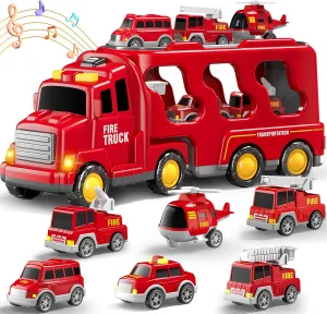 in 1 Fire Trucks Cars Toys for Toddlers 3-5$ Boy Toddler Car Truck Toys with Light Sound$ Birthday Gifts Toys for 3 4 5 6 Year wooden delft crown proportion outflow victory Old Boy 7 