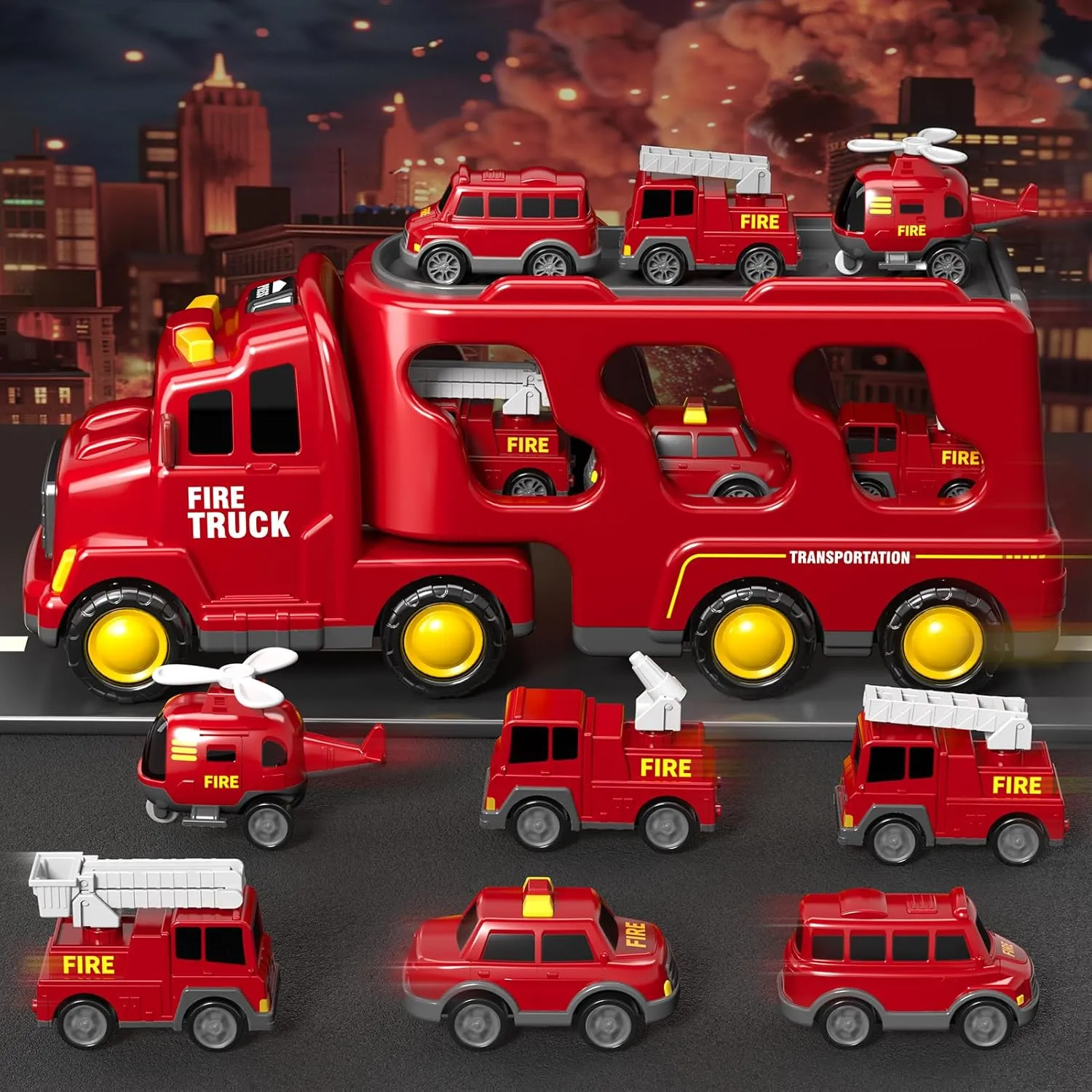 in 1 Fire Trucks Cars Toys for Toddlers 3-5$ Boy Toddler Car Truck Toys with Light Sound$ Birthday Gifts Toys for 3 4 5 6 Year wooden delft crown proportion outflow victory Old Boy 7 