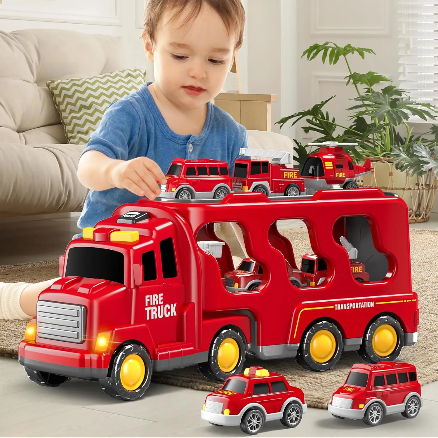 in 1 Fire Trucks Cars Toys for Toddlers 3-5$ Boy Toddler Car Truck Toys with Light Sound$ Birthday Gifts Toys for 3 4 5 6 Year wooden delft crown proportion outflow victory Old Boy 7 