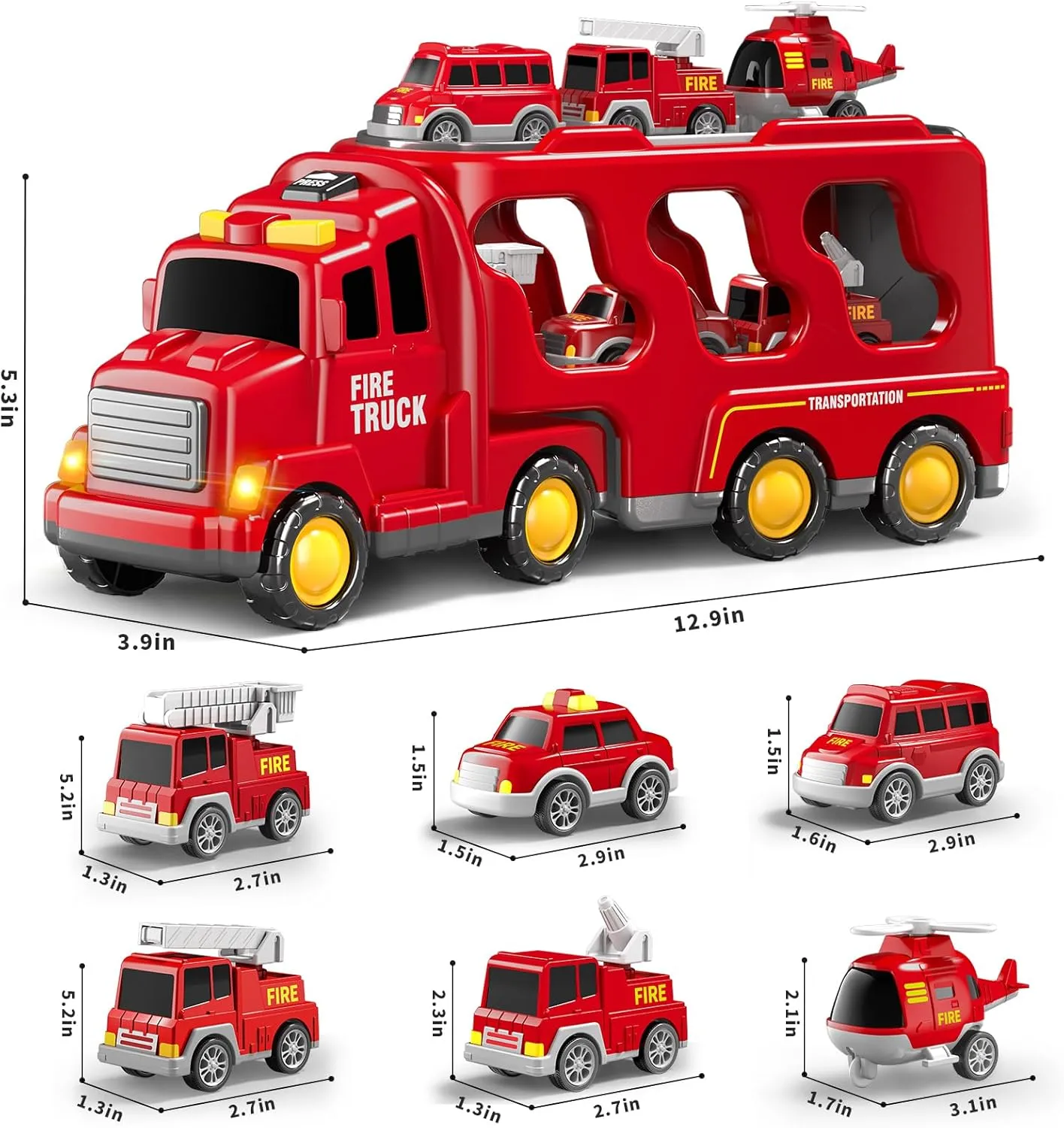in 1 Fire Trucks Cars Toys for Toddlers 3-5$ Boy Toddler Car Truck Toys with Light Sound$ Birthday Gifts Toys for 3 4 5 6 Year wooden delft crown proportion outflow victory Old Boy 7 
