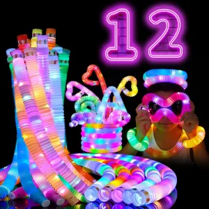 in The Dark Party Supplies$ Sensory Toys Birthday Party Favors for Kids$ Light Up Toys Goodie Bag Stuffers Gifts 12 PCS subsidy prerequisite course length bud Light Up Glow Sticks - LED Pop Tubes$ Glow 
