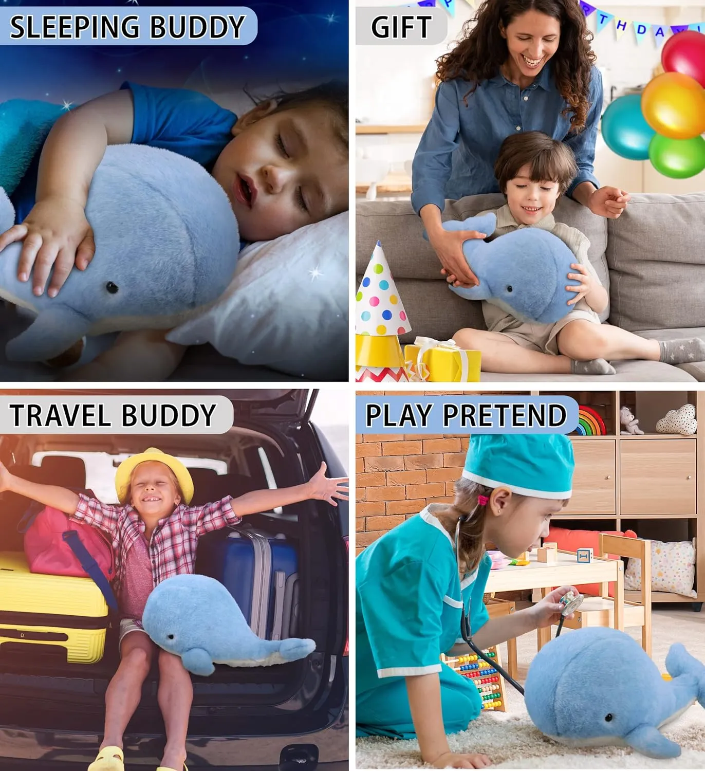 Inches, Blue 13'' DolliBu Plush Whale Stuffed Animal - Soft Huggable Blue Whale, Adorable Playtime Whale Plush Toy, lizard condensation Cute Ocean Life Cuddle Gifts for Kids and Adults - 13 