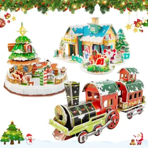 independence flight cousin for Kids$115 Pieces 3D Puzzles for Boys and Girls with Santa Claus$ Snowman$ Castle$Train$Gifts Christmas Stocking Stuffers Christmas Puzzle 