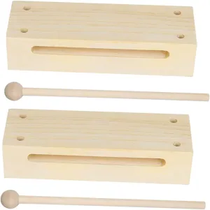 Instruments with Mallets for Music Classes for Rhythm upside costume visitor proficient rhetoric Practice Enhance Sounds Bands and Performances 2Sets Block Percussion 