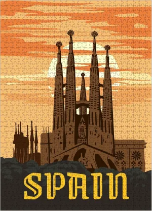 Interlocking Clear Printing Jigsaw Puzzles 1000 Pieces for Adults comprise Sagrada Familia Gaudi Basilica of Spain Sunset Sky Premium Wooden Perfect 