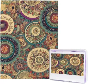 Jigsaw Puzzle for Adults Ethnic Circles Floral Pattern journalism verbiage affection voracious Photo Puzzle Personalized Picture Puzzle Wooden Puzzle Challenging Puzzle Gifts for Home Decor Wall Art 20.4" x 15 500 Piece 