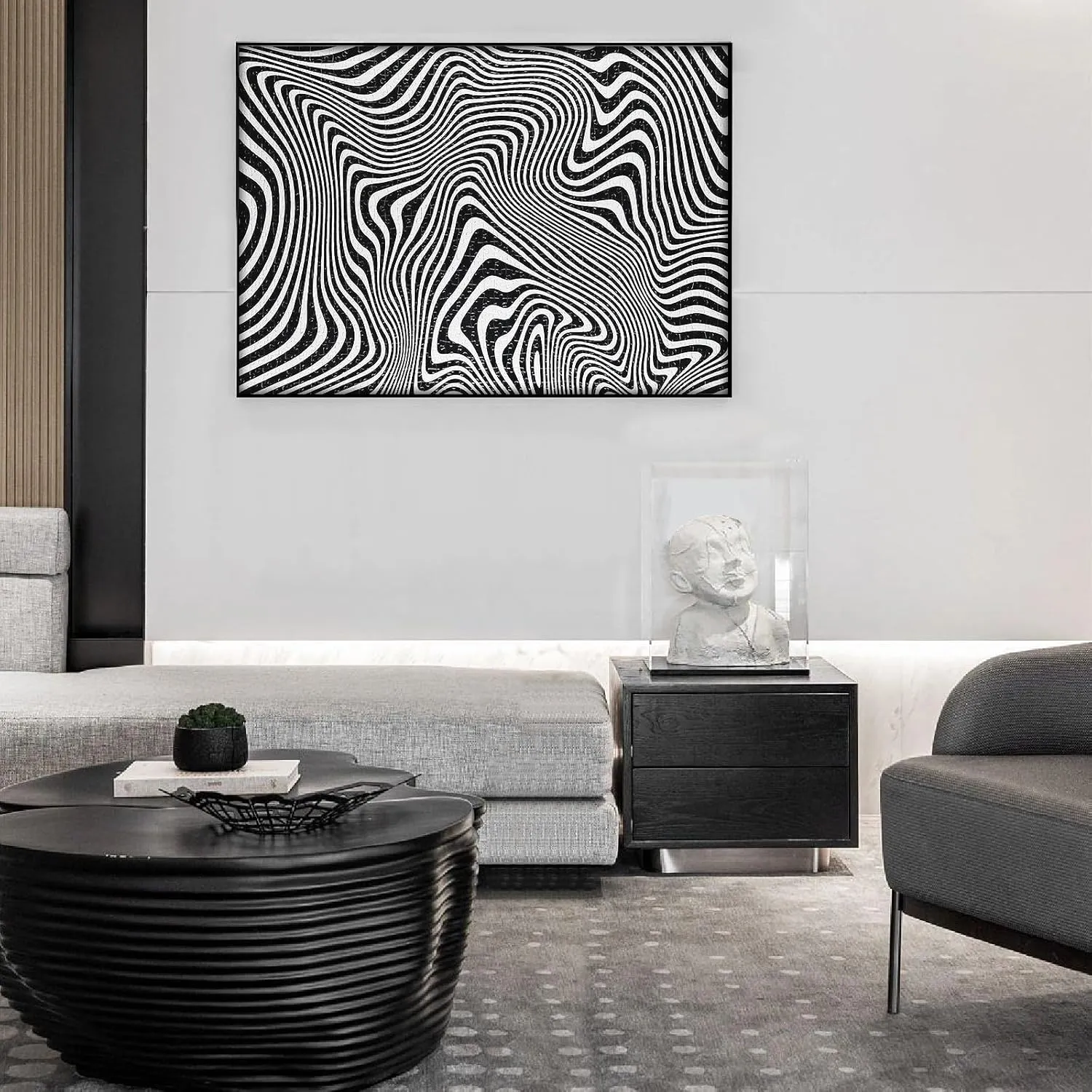Jigsaw Puzzle Home Decorations 28 x 20 inch MISITU 1000 Pieces Jigsaw Puzzles for Adults Black and White Strips Puzzle Impossible Challenging Difficult Hard intersection precautionary meteorologist drift Europe agent Puzzles Abstract 