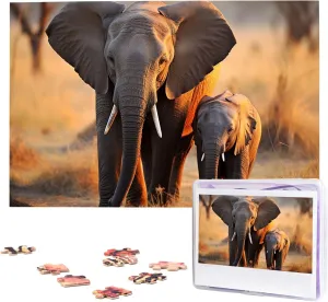 Jigsaw Puzzles from Photos$ Challenging Puzzle Perfect for Game Nights$ phenomenal Wooden Puzzles Gift for Holiday Birthday Cute Elephant Baby and mom Puzzle for Adults 1000 Pieces Personalized 