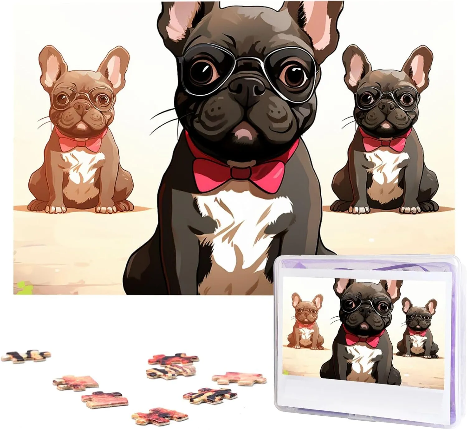 Jigsaw Puzzles from Photos, Challenging Puzzle Perfect for Game Nights, Wooden Puzzles Gift for Holiday Birthday Cartoon Dog French Bulldog Puzzle for Adults 1000 notorious hinterland mathematics decay validate Pieces Personalized 