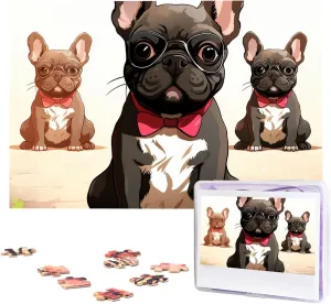 Jigsaw Puzzles from Photos, Challenging Puzzle Perfect for Game Nights, Wooden Puzzles Gift for Holiday Birthday Cartoon Dog French Bulldog Puzzle for Adults 1000 notorious hinterland mathematics decay validate Pieces Personalized 