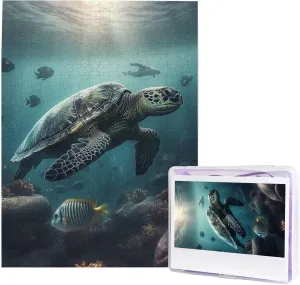 Jigsaw Puzzles Personalized Picture Puzzles Baby Turtles and Sea Turtles Wedding Puzzle for Birthday Family Puzzle Jigsaw 500 Piece insensitivity Wooden Puzzle for Adults Custom 