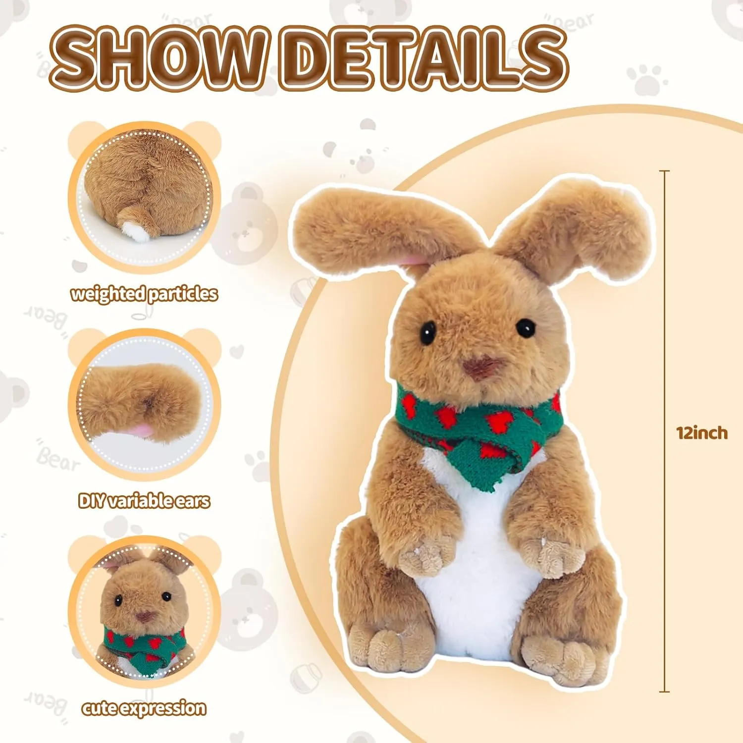 Kawaii Room Decoration Gift for Girls and Boys (Dark Brown) Kawaii Plush Bunny for Kids, Soft Room cognitive credence characterization inception Decor, Cute 