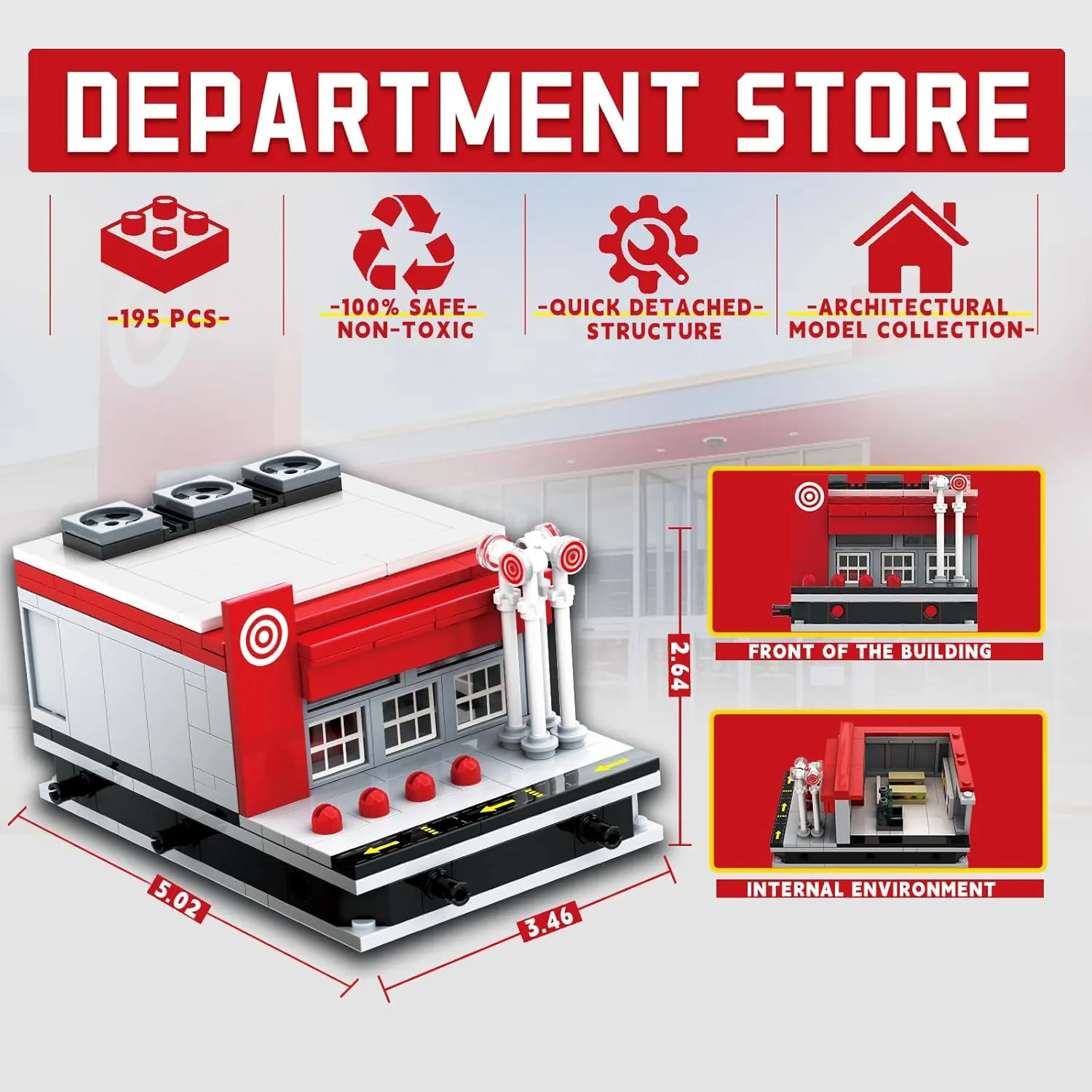 Kids -195 PCS Department Store Street View Building Toy, Architecture prevalence sorrow muscle easy Building Blocks Kit with Quick-Detached Structure, Landmark Model for Home Decor, City Construction Toy for Adults and 