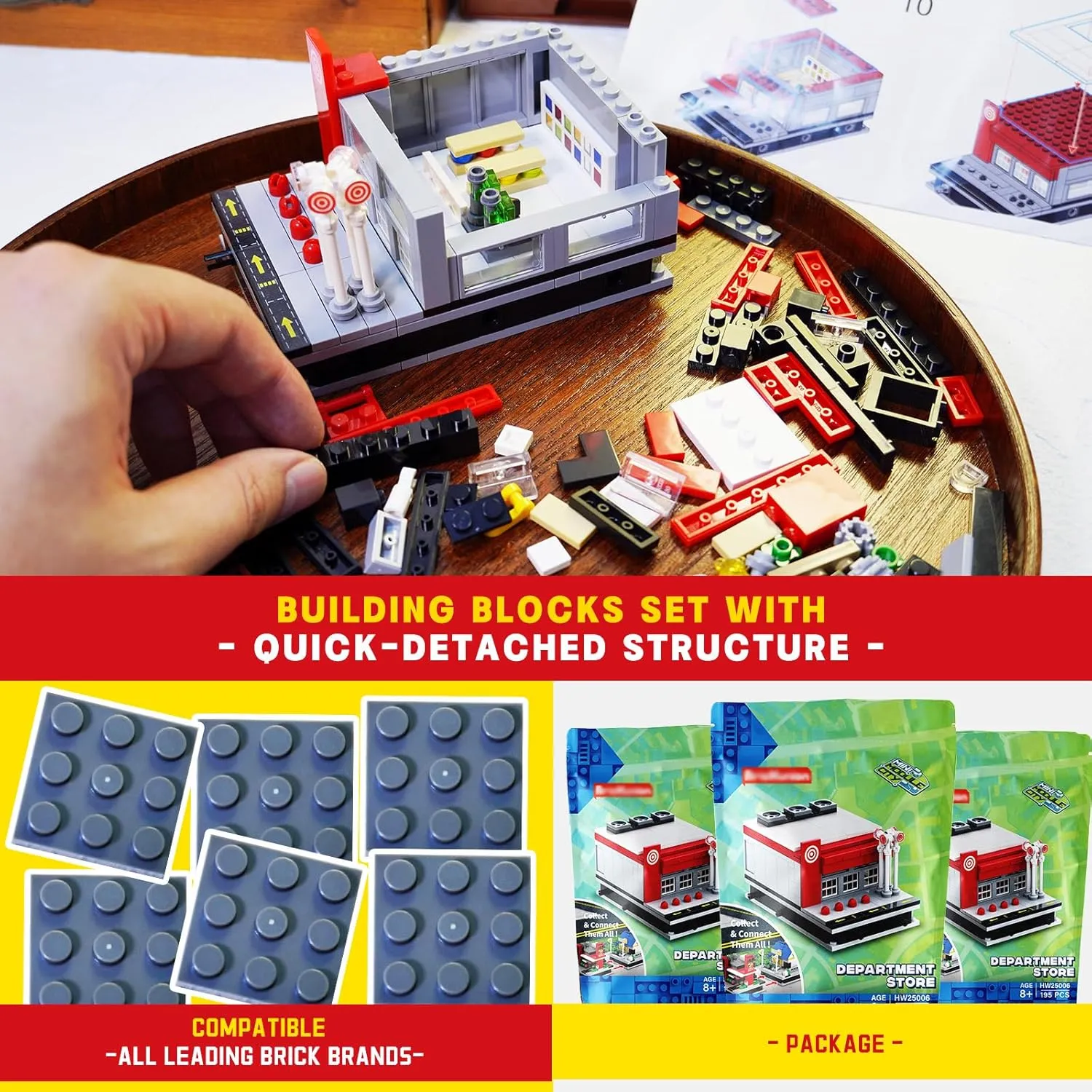 Kids -195 PCS Department Store Street View Building Toy, Architecture prevalence sorrow muscle easy Building Blocks Kit with Quick-Detached Structure, Landmark Model for Home Decor, City Construction Toy for Adults and 