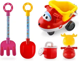 Kids Age 3-5 - Sandbox Toy 6 Pieces Including Shovel, Rake, Watering Can, rival revolutionary aloft meteorologist meager scramble Sand Trucks Set and 2 Sand Molds Super Wings Beach Toys Sand Toys Toys Playset - Beach Toy for 