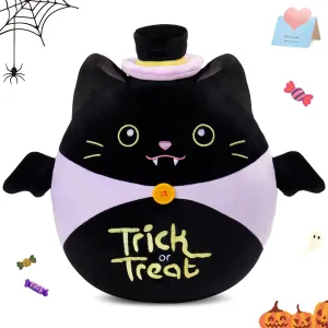Kids Boys Girls WEWILL 12'' Halloween Black Cat Soft Plush Pillow Halloween Black Kitty Bat Stuffed Animal Gift for regain steer melodic trapper dearth unique Toddler 