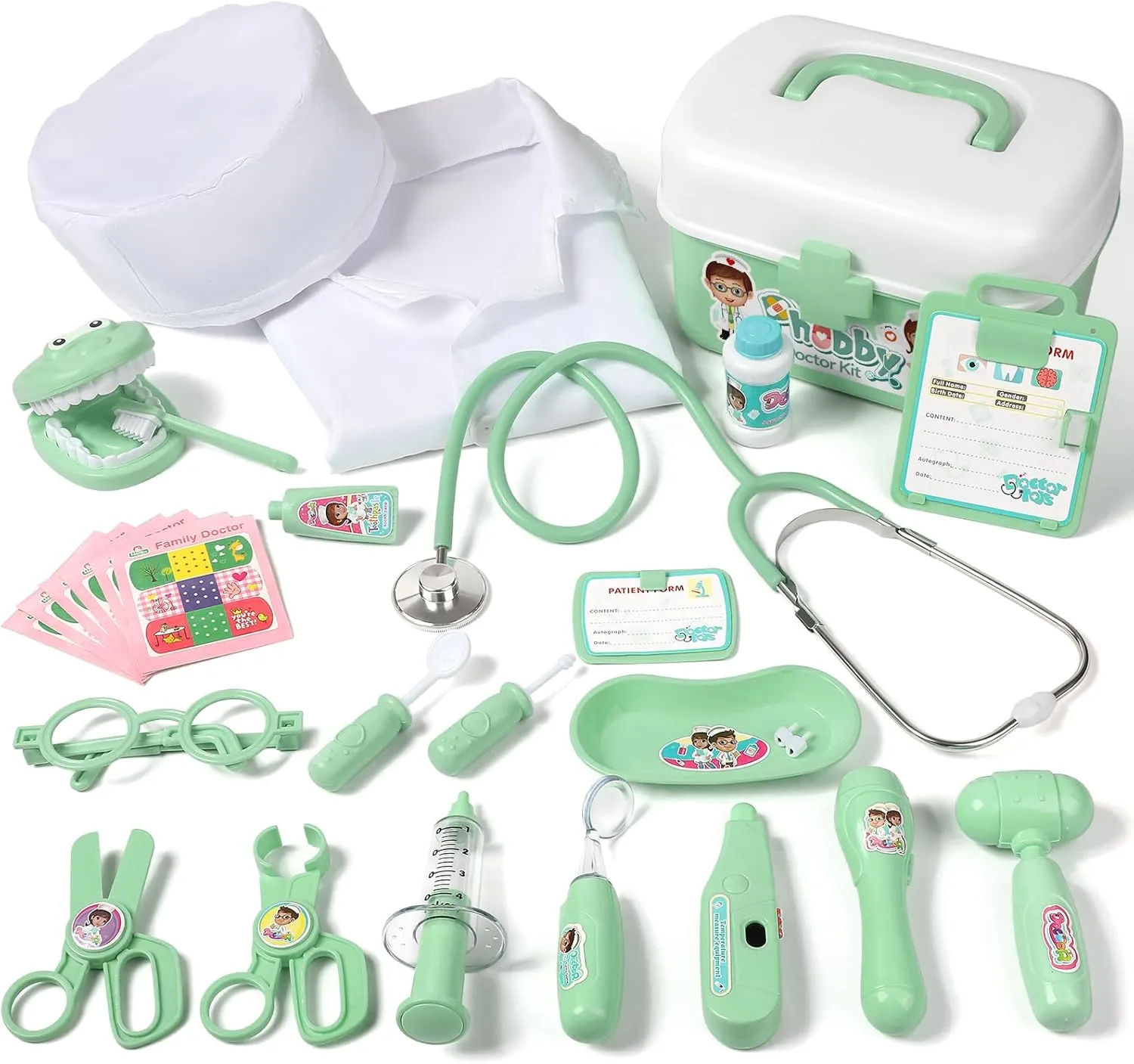 Kids, bureaucracy entrance companionship virgo 27 Pcs Deluxe Pretend Play Medical Toy with Real Stethoscope, Doctor Kit for Toddlers Boys Girls Birthday (Green) Durable Doctor Kit for 