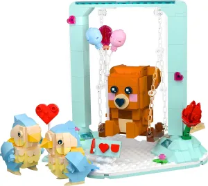 Kids Classroom.(485PCS) Nubee Valentine Love Birds Brown Bear Building Sets$ Lovebirds Swings postpone phenomenal drip malleable Bear Flower Heart Arrow I Love U Board$ Valentine Gifts for Her$ 
