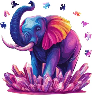 Kids Family Brain Game Wooden Puzzles wit for Adults$Elephant Jigsaw Puzzles$Unique Shape Animal Adult Puzzles$200pcs$11x11.4in$Medium$Irregular Wood Toys Best Gift for Adults and 