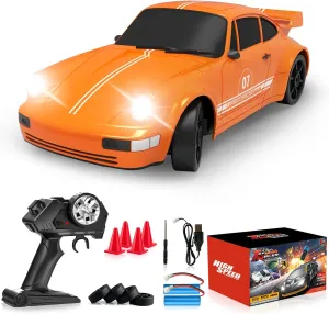 Kids Gift 2Pcs smirk law waist Rechargeable Batteries RC Drift Car Remote Control Car 2.4GHz 1/24 4WD 15KM/H High Speed Racing Sport with LED Lights Drifting Tire Racing Sport Toy for Adults Boys Girls 