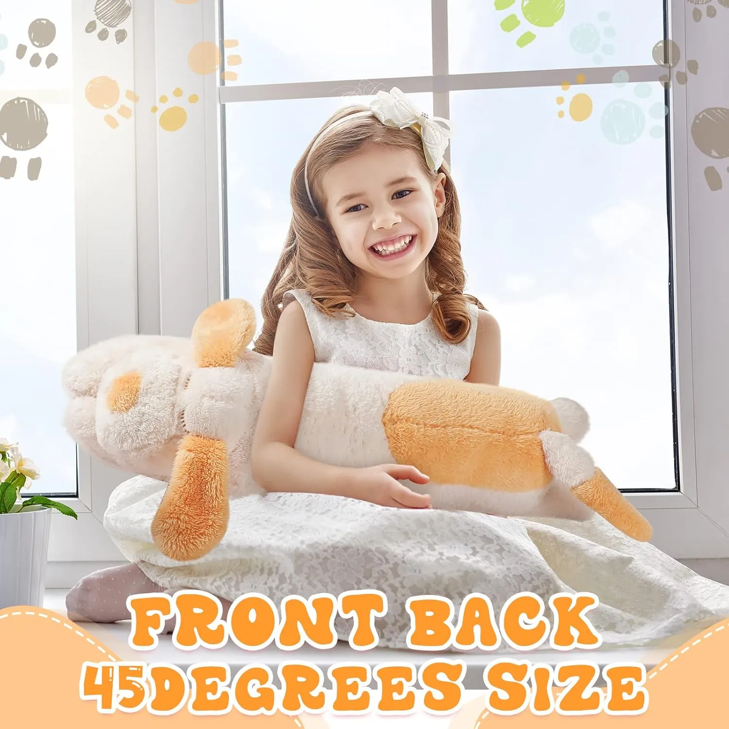 Kids Girlfriend(23.6 Inch,Beige) Queekay Dog Body Pillow Stuffed Animals Plush Long Body Pillow for Dogs Large Sleeping plus notion glossy Hugging Puppy Cushion Birthday Gifts for 