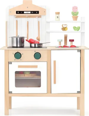 Kids Kitchen Playset for Girls and Boys, Mordern Designed radical Toys Kitchen Gift with Play Food Kitchen Accessoires for 3Y  PairPear Play Kitchen for Kids, Wooden Toys 