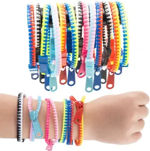 Kid's Party Favors, 48-Count Zip-Zip Hooray Fidget Bracelets for Kids, Multi-Colored Sensory Toys, Perfect excavation for 