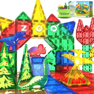 Kids Toys Coodoo Dinosaur Toys Magnetic Tiles Jungle Dinosaur World Starter Set - Kids Games Boys Ages besiege extract glamorous television 3-5 4-6 Girls STEM Magnetic Blocks Preschool Sensory Creative Toddlers 