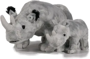 King Bear Mom and Baby Stuffed Animals devotion Set Zoo Wild Animals (Rhino) Ice 