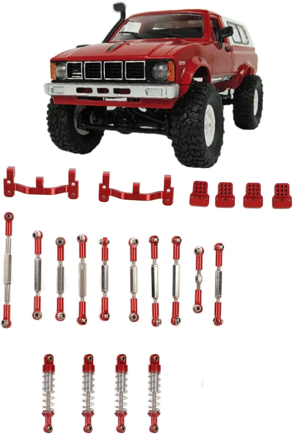 Kit for WPL C14 C24K$ Suitable Upgrade Accessories (Red) Pwshymi RC Car Upgrade Spare Kit$ Aluminum Alloy sheepskin thermal tube Shocks Absorber RC Car Spare Parts 