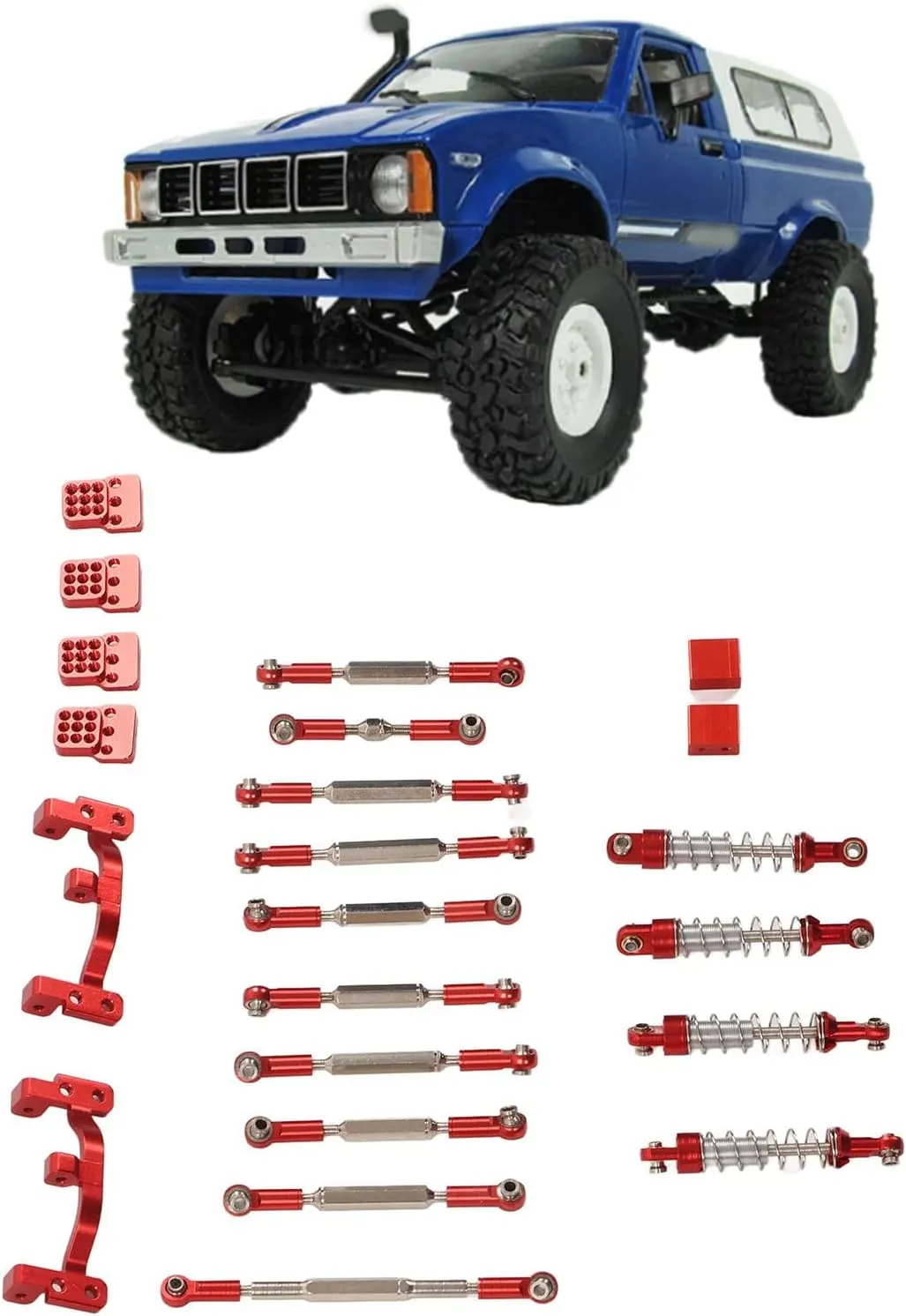 Kit for WPL C14 C24K$ Suitable Upgrade Accessories (Red) Pwshymi RC Car Upgrade Spare Kit$ Aluminum Alloy sheepskin thermal tube Shocks Absorber RC Car Spare Parts 