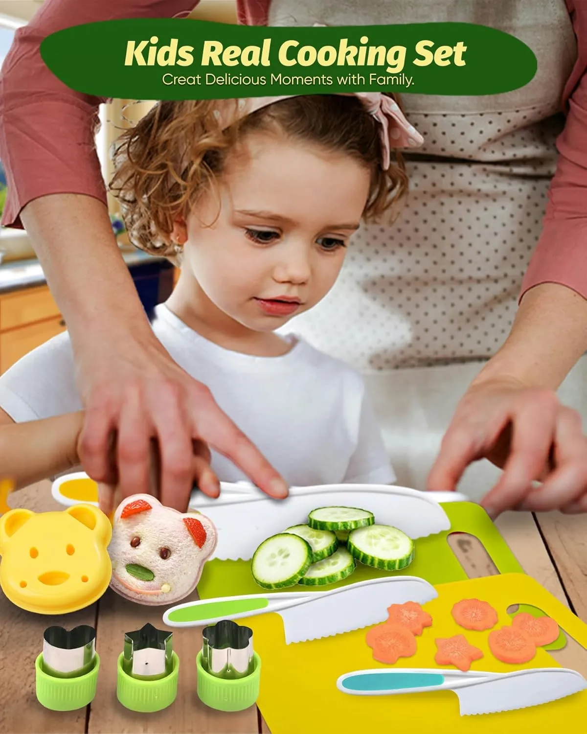Kitchen Set, Kids Cutting Board and Knife Set, Toddler Safe Kitchen Tools(Baking kit-c) Kids Knife Set for Real Cooking, Toddler Kitchen Tools, Montessori Cooking enure Set for Toddlers, Ensiven Kid Safe 