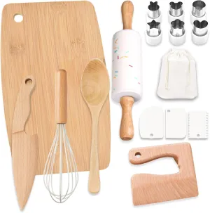 Kitchen Set, Kids Cutting Board and Knife Set, Toddler Safe Kitchen Tools(Baking kit-c) Kids Knife Set for Real Cooking, Toddler Kitchen Tools, Montessori Cooking enure Set for Toddlers, Ensiven Kid Safe 
