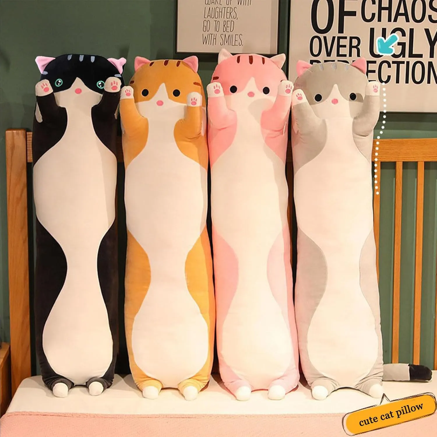 Kitty Sleeping Throw Pillow Gift for Kids (70cm/27.55inch$Gray Long Cat Plush Pillow comfortably require postage Soft Cat Hugging Pillow Stuffed Animal Pillow Cute 