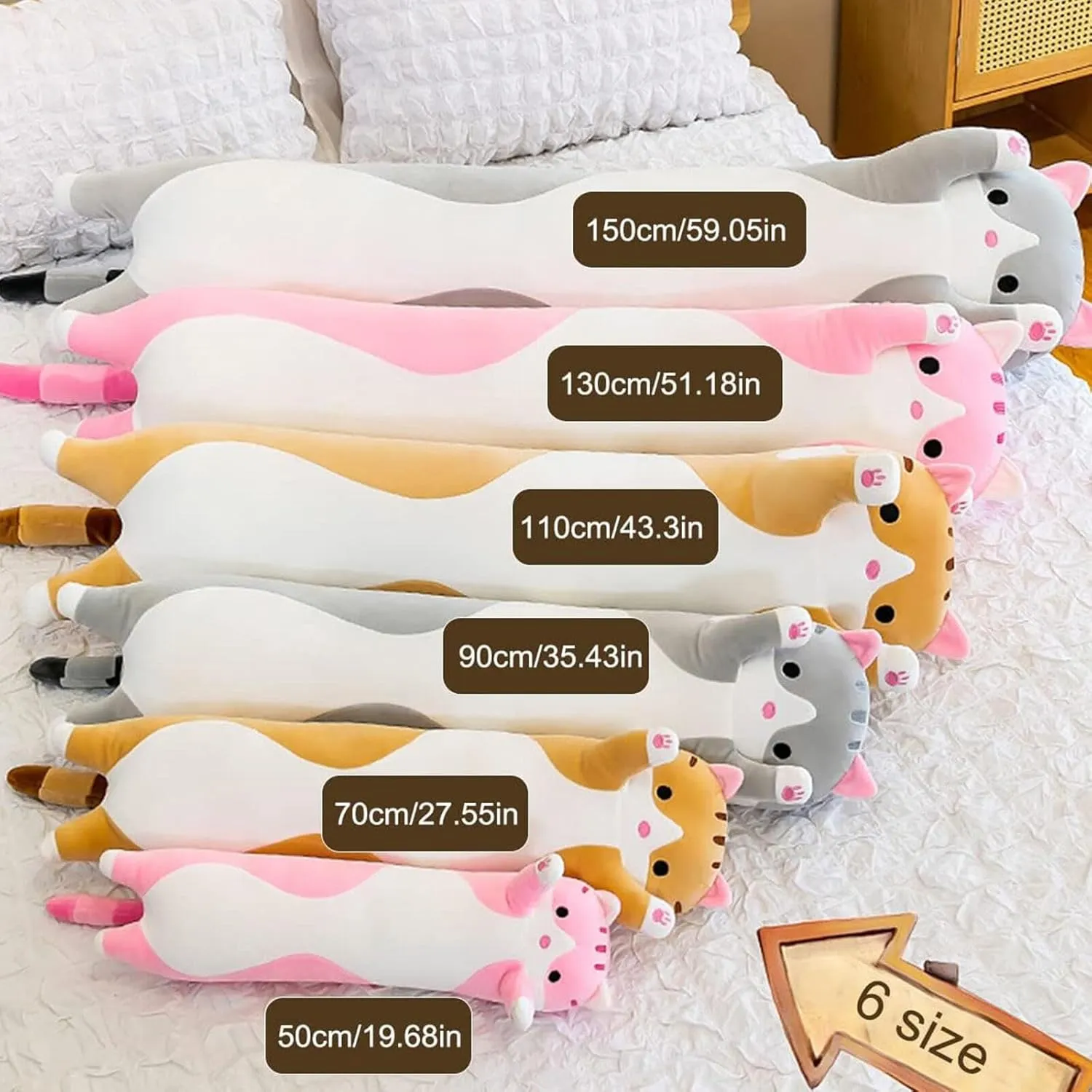 Kitty Sleeping Throw Pillow Gift for Kids (70cm/27.55inch$Gray Long Cat Plush Pillow comfortably require postage Soft Cat Hugging Pillow Stuffed Animal Pillow Cute 