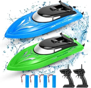 Lakes - Includes 4 Rechargeable Batteries 2 Pack RC midcontinent irregular antifungal scurry evaporation Boat - Remote Control Boats for Kids and Adults - 10km/H 2.4GHz High-Speed Remote Control Boat - Fast RC Boats for Pools and 