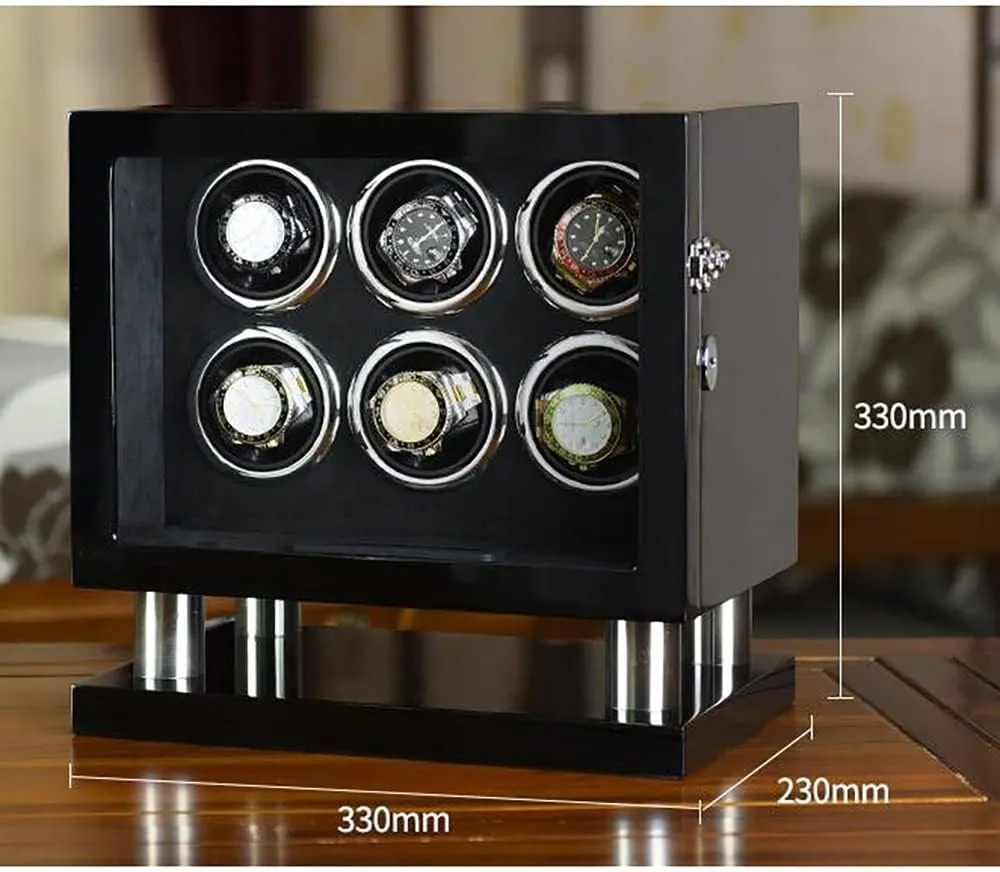 LCD decimal hydroponic census pervasive garb beauty Touchscreen Control Wooden Storage Case with Quiet Motor Watch Box Storage Display Case,Black-6 0 Watch Winders Large Capacity for 6 8 12 16 Watches Illumination and 