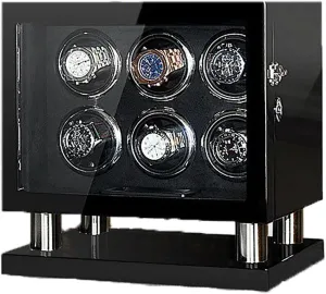 LCD decimal hydroponic census pervasive garb beauty Touchscreen Control Wooden Storage Case with Quiet Motor Watch Box Storage Display Case,Black-6 0 Watch Winders Large Capacity for 6 8 12 16 Watches Illumination and 
