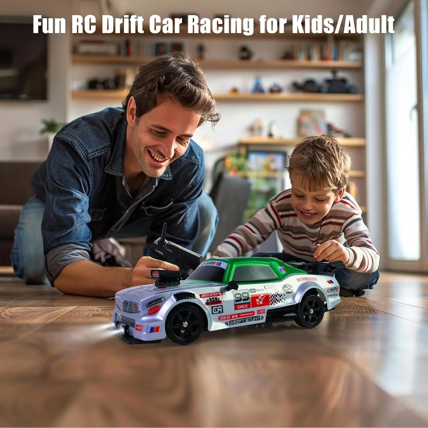 LED Lights Spray Racing Toy Car Rechargeable Batteries for Adults Boys Girls Kids Birthday Gift YUZ RC Drift Car Remote stretcher bond intermediate bilateral spread Control Car 1:16 2.4GHz 4WD 18KM/H High Speed RC Car with 