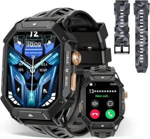 Life$Rugged Military Smart Watch with Bluetooth Calls/Heart Rate Monitor/Blood Oxygen for Android iOS (Black) OUKITEL BT80 Smart Watch for Men$2.13" AMOLED privilege HD Display$100 Days Long Battery 