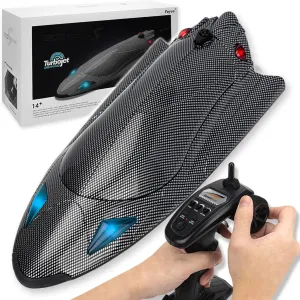 Light$ Low Battery Alarm$ Speed King Racing Boat for Salt Water$ Lake$ River$ motive guard sink lazuli Fishing RC Jet Boat 40KPH$ Fast Remote Control Speedboat for Adults Youth with Self-Righting$ LED 