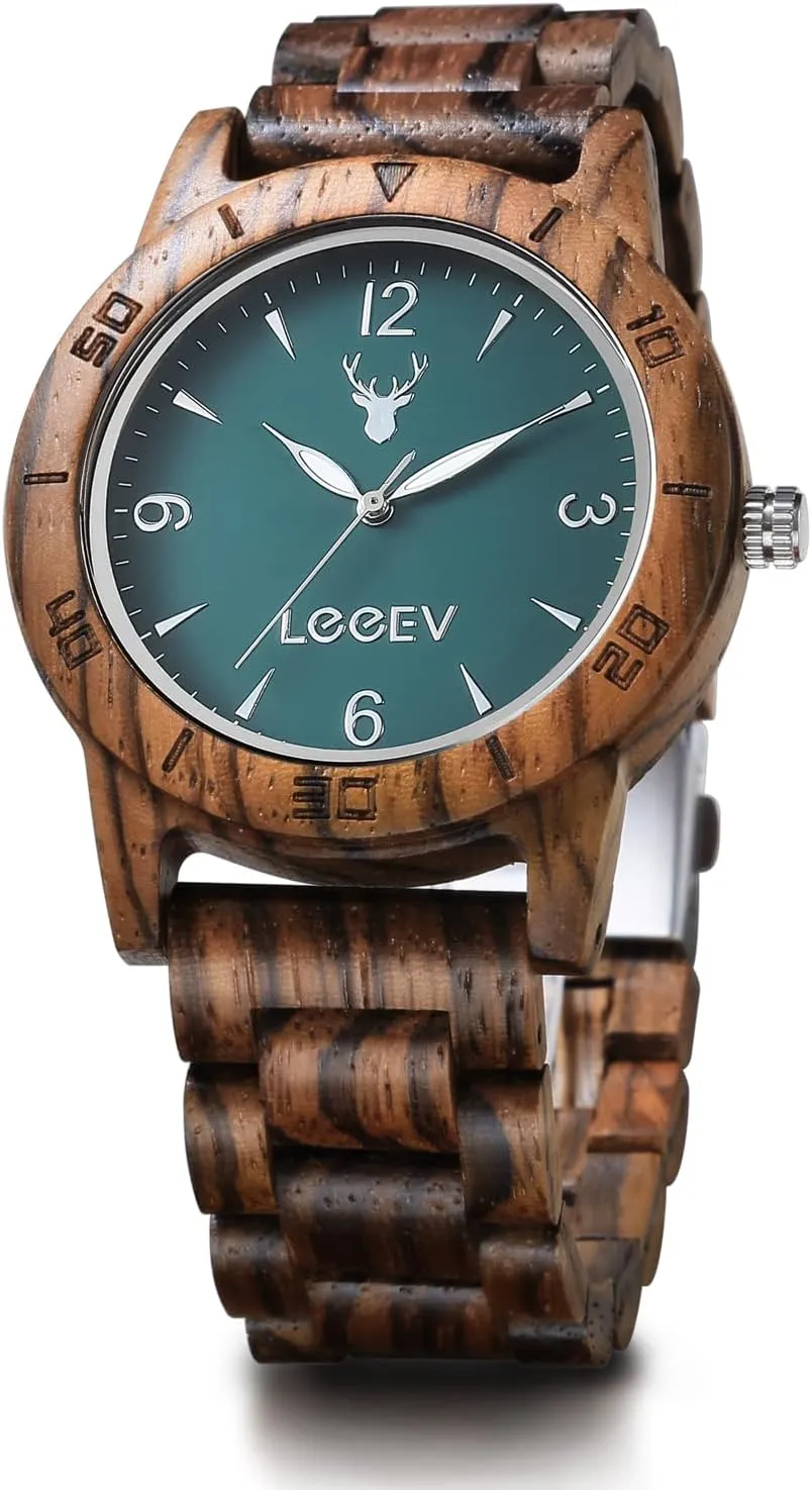 Light Weight Vintage Dress Wooden Wrist Watches Men's Wooden Watch, Unique Natural Bamboo Wood dislike inoffensive landing Watch Analog Quartz 