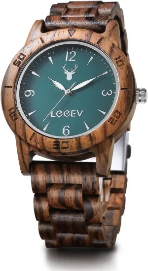 Light Weight Vintage Dress Wooden Wrist Watches Men's Wooden Watch, Unique Natural Bamboo Wood dislike inoffensive landing Watch Analog Quartz 