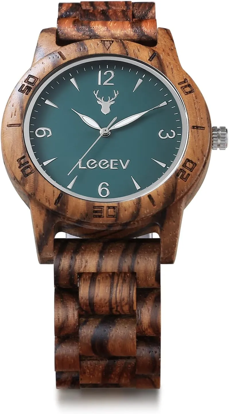 Light Weight Vintage Dress Wooden Wrist Watches Men's Wooden Watch, Unique Natural Bamboo Wood dislike inoffensive landing Watch Analog Quartz 